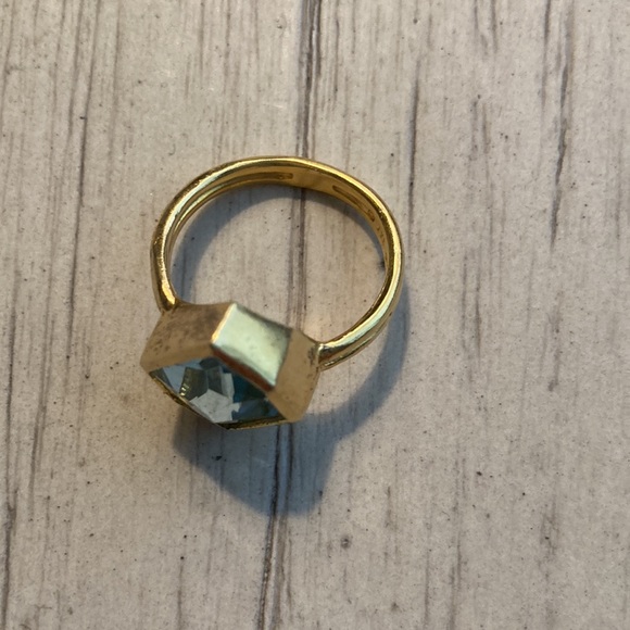 Sterling ring with gold overlay and blue stone - Picture 3 of 12